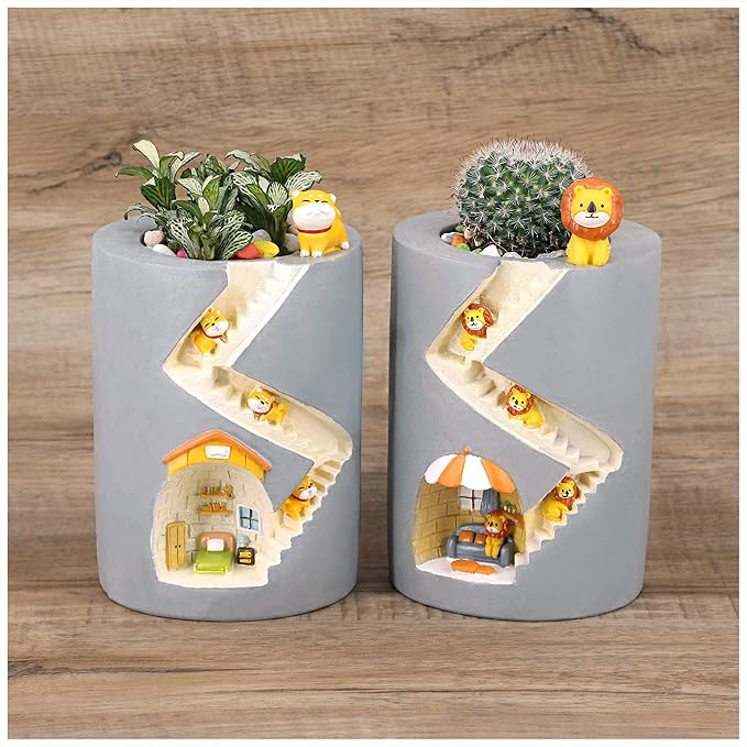 Segreto Creative Plants Pot Flower Pots Resin Planters Vase Home Decor for Succulents,Flower,Cactus,Gardening Decoration, Indoor, Lion