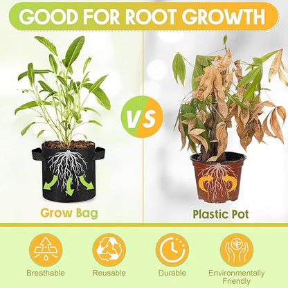 Nuanchu 36 Packs Grow Bags Bulk Aeration Fabric Pot with Handles Thickened Nonwoven Garden Bags to Healthy Root Growth Vegetables Heavy Duty Grow Pots Planting Planter for Flower Fruits (2 Gallon)
