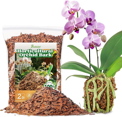 2qt Orchid Bark Horticultural Grade- Natural Mulch for Potted Plants, Root Development of Orchid Plants and Garden Soil Amendment Mix