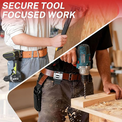 KUNN Drill Holder for Tool Belt, Drill Belt Clip & Tape Measure Holster | Low-Profile Quick-Release Holder | Fits Belts Up to 2.7" | for Impact Driver, Nailer