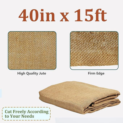 Sunnyglade 40in x 15ft Gardening Burlap Fabric, Winter Frost Natrual Burlap Plant Covers Freeze Protection, Shrub Potted Plants Cold Resistant Blankets, Suitable for Party Home Decorations (40in*15FT)