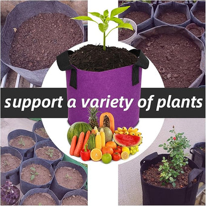 Grow Bags,Growing Pot Bags Garden Grow Bag Indoor Outdoor Fabric Aeration Plant Pot Container Flower Vegetable Pouch (Purple,2 Gallon)