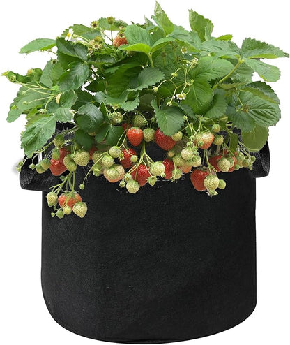Grow Bags, Aeration Fabric Pots with Handles, Pot for Plants-5 of Pack (5 Gallon-Black)