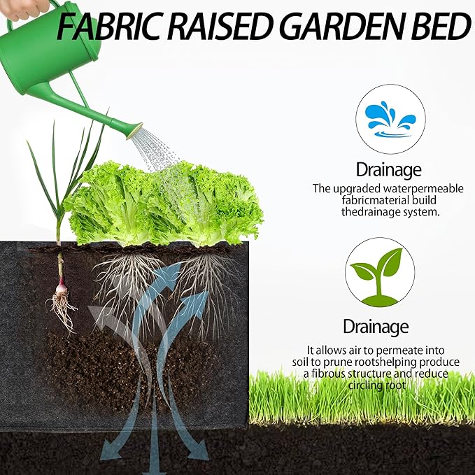 2-Pack 2 Grids Fabric 10 Gallon Grow Bags, 2x1x1ft Thickened 400G Nonwoven Fabric Raised Garden Beds with Handles - Indoor Outdoor Planters for Vegetables, Herbs, Flowers
