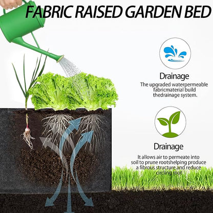 3-Pack 1 Grids Fabric 5 Gallon Grow Bags, 1x1x1ft Thickened 400G Nonwoven Fabric Raised Garden Beds with Handles - Indoor Outdoor Planters for Vegetables, Herbs, Flowers