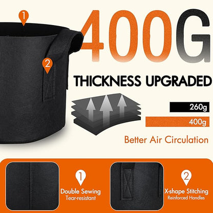 Gardzen 2-Pack 100 Gallon Grow Bags, Aeration Fabric Pots with Handles, Pot for Plants