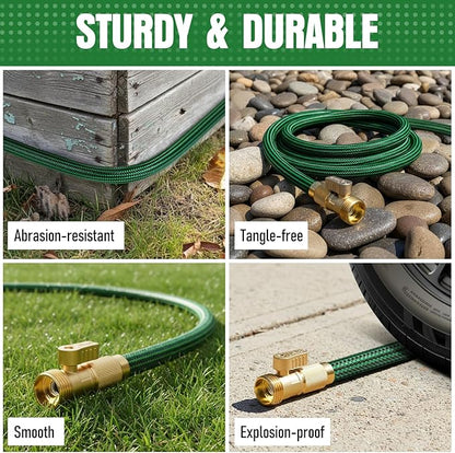 Garden Hose 100 ft NON-EXPANDABLE Water Hose, Flexible & Lightweight Kink Resistant Hybrid Hose, Leak-Proof Heavy Duty, Super Durable Fabric with 3/4" Solid Brass Connectors