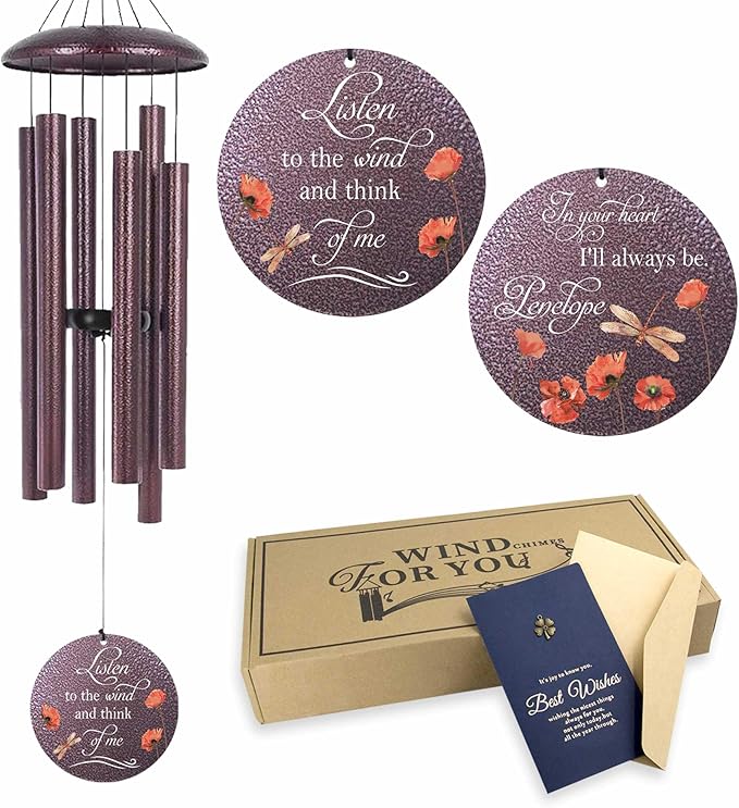 ASTARIN Dragonfly Wind Chimes for Loss of Loved One, Produced in USA Personalized Windchimes in Memory of a Loved One, Bereavement Gifts for Loss of Father Mother, 3 Size Deep Tone Wind Chime
