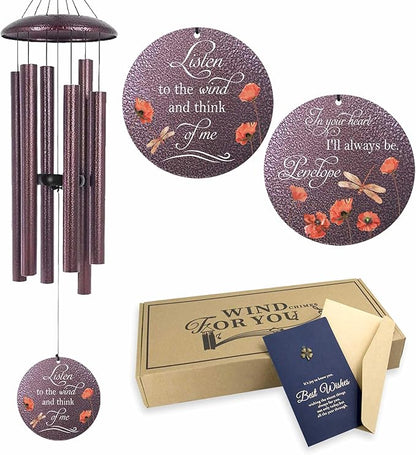 ASTARIN Dragonfly Wind Chimes for Loss of Loved One, Produced in USA Personalized Windchimes in Memory of a Loved One, Bereavement Gifts for Loss of Father Mother, 3 Size Deep Tone Wind Chime