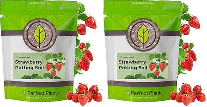 Perfect Plants Organic Strawberry Potting Mix | Organic Premium Mix | Use with Strawberry's, Pineberry's, or Other Fruit Plants (4qt) (Pack of 2)