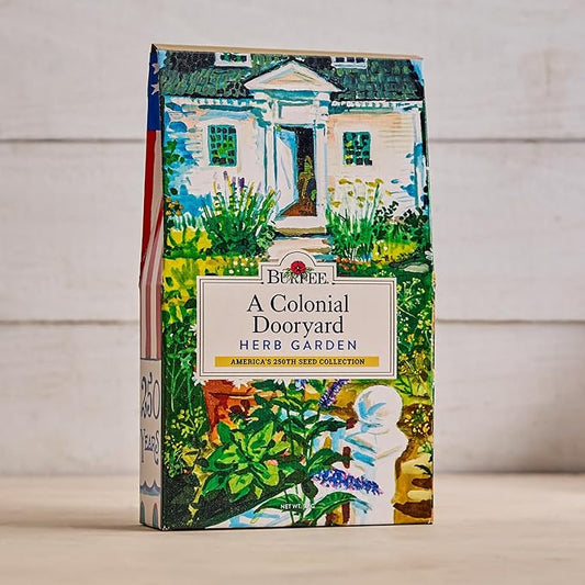 Burpee 'A Colonial Dooryard Herb Garden' – Heritage Kitchen Herb Starter Kit with 8 Non-GMO Seeds, Plant Labels & Dooryard Garden Design Card