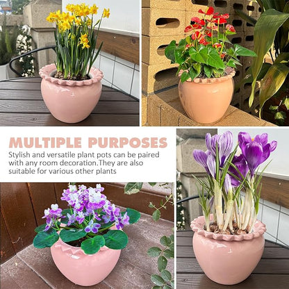 Self Watering Plant Pot 6 Inch African Violet Pots Ceramic Self-Watering Planter for Indoor Plants for Indoor Plants for Plant Enthusiasts Pink High Absorption Herbaceous Flower Pots