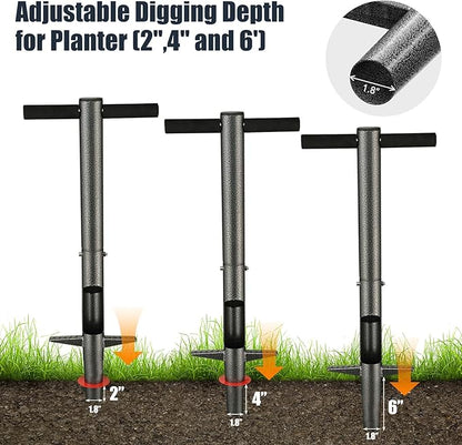 Bulb Planter Tool, 33.5 inch Long Handle Garden Sod Plugger to Dig Hole, Heavy Duty Metal Garden Tools for Soil Test Planting or Weeding Spring Flowers Bulbs,Bedding Plants,Tulips, Lilies, Potato