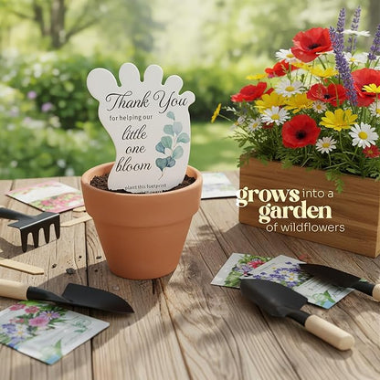 Footprint-Shaped Seed Paper – 24 pcs Green Shower Favors for Guests with Wildflower Seeds, Writable & Plantable, Gender Reveal, Birthday Gifts for Guest