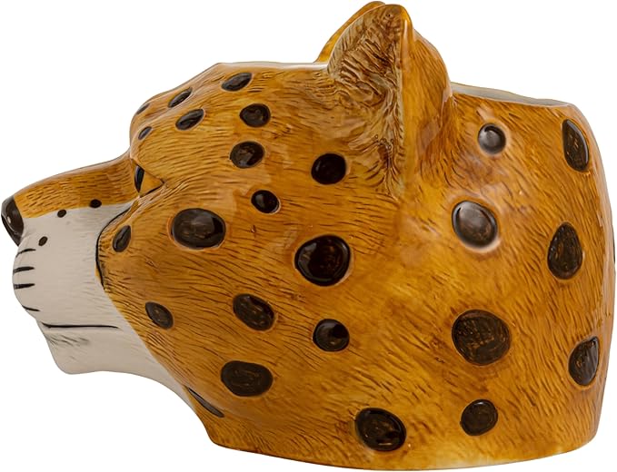 Creative Co-Op Ceramic Cheetah Head Planter, Multicolor