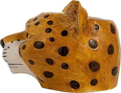 Creative Co-Op Ceramic Cheetah Head Planter, Multicolor
