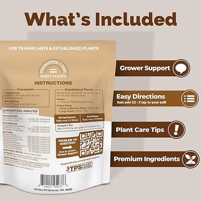 TPS NUTRIENTS Trichoderma for Plants, Great for Transplanting and Established Plants, Also Includes Soil Probiotics Mycorrhizae and Bacteria (6 Ounces)
