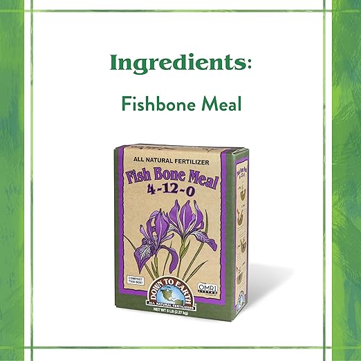 Down To Earth All Natural Fertilizers Organic Fish Bone Meal - High Phosphorus Plant Food for Buds, Bulbs, Blooms, Flower Beds 4-12-0, 5 lb