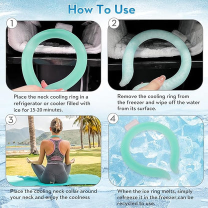 2PCS Neck Cooling Tube with Cold Insulated Bag,Reusable Ice Neck Cool Wearable Body Cooling Products for Summer Heat (Green*2)