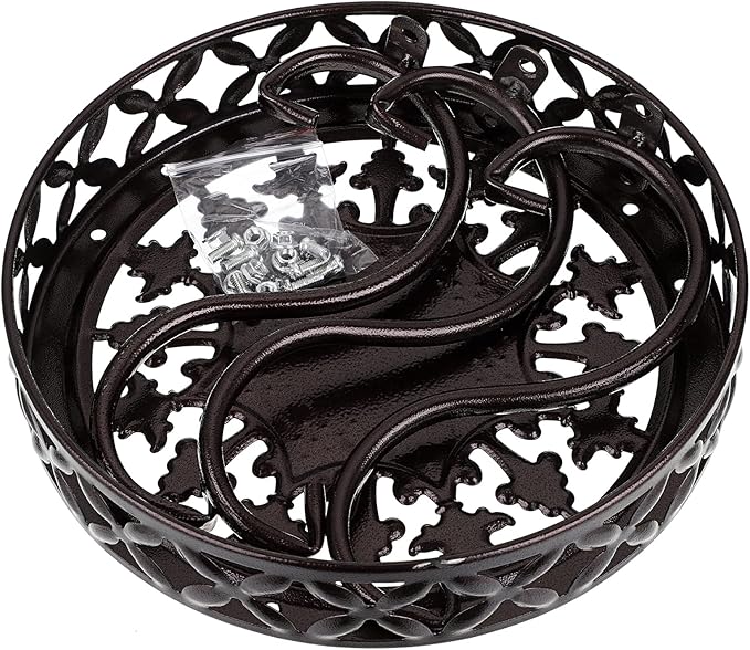 OwnMy Metal Round Plant Stand Indoor Outdoor Flower Pot Holder, Heavy Duty Iron Plant Stand Display Potted Rack for Home, Garden, Patio, Dark Brown