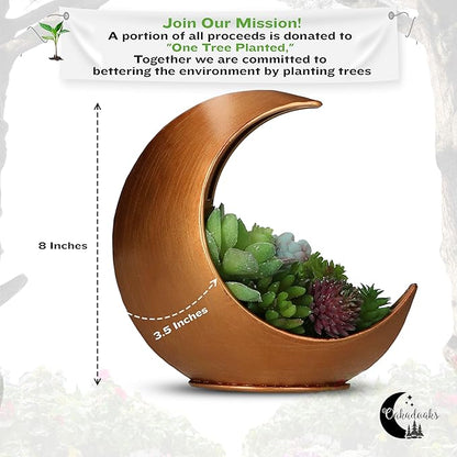 Table Planter - Desk Moon Planter – Candle Holder - Boho Planters for Indoor Plants, Succulents, Air Plant, Cactus, Faux, Artificial Plants -Witchy Gifts for Women, Birthdays, Plant Lovers
