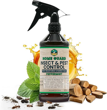Home Guard Peppermint Insect & Pest Control Spray – Peppermint & Cedarwood Oil Deodorizer with Extended Protection – USA-Made, Safe for Kids & Pets – Kills & Repels Bugs – Indoor & Outdoor Use - 16oz