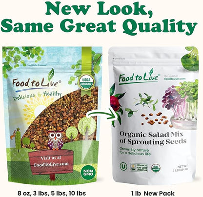 Food to Live Organic Salad Mix of Sprouting Seeds, 8 Ounces — Non-GMO Broccoli, Radish, Clover, Alfalfa. Rich Germination Rate, Non-Irradiated, Kosher, Vegan Superfood, Bulk, Rich in Sulforaphane
