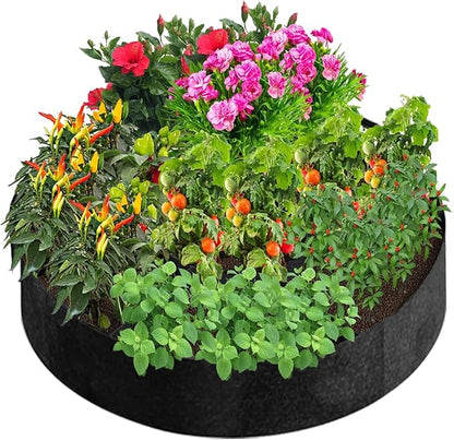 Fabric Raised Garden Bed, Plant Grow Bags, 3x3x1 Ft Large Round Raised Planter Garden Bed for Growing Vegetables Potatoes Flowers Planting Container for Outdoor Gardening (7 Grid, 3.3*3.3*1 ft)
