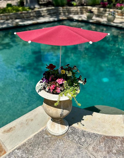 Fixed Plant Shade for Potted Plants 28" x 30" Outdoor Container Sun Shade Cover Premium Fabric Canopy with Fiberglass Frame & Soil Anchor Stripes & Solids Assembly Required