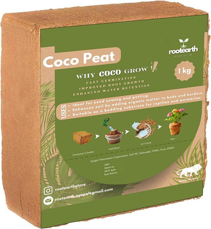 1kg Coco Peat Brick – Coconut Coir Growing Medium for Gardening, Seedlings, Indoor Plants & Potting Soil Mix