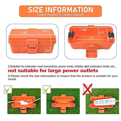 Hrensaw Small Weatherproof Electrical Connection Box(6 x 3.5 x 2.2inch),Outdoor Electrical Box,Waterproof Extension Cord Covers for Plug, Extension Cables, Holiday Lights,Orange