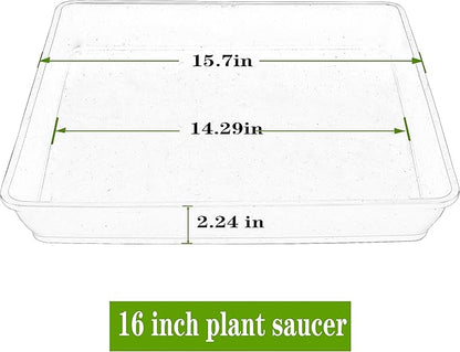 Square Plant Saucer 16 Inch 2 Pack, Duty Plastic Plant Saucer, Heavy Duty Plant Pot Saucers, Garden Large Deep Plant Trays for Pots, Planters for Indoors and Outdoors Plants.