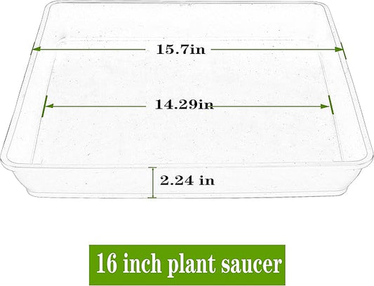 Square Plant Saucer 16 Inch 4 Pack, Heavy Plastic Plant Saucer,Deep Heavy Duty Plant Pot Saucers, Planters for Indoors and Outdoors Plants, Garden Large Plant Trays for Pots.