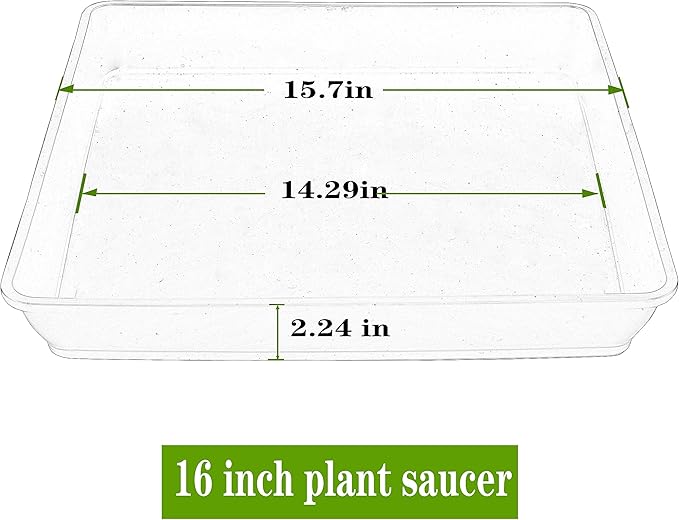 4 Pack Square Plant Saucer 16 Inch, Large Plant Trays for Pots, Heavy Plastic Plant Saucer,Deep Heavy Duty Plant Pot Saucers, Planters for Indoors and Outdoors Plants.