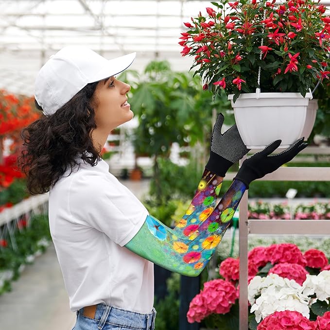 Garden Sleeves for Women Boho Gardening Sleeves with Thumb Holes UV Sun Protection Arm Sleeves for Women