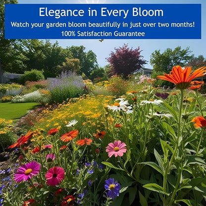 Perennial Wildflower Seeds – GevaGrow 1oz Packet Covers 100 Sq Ft | 20 Species of Non-GMO, Organic Flowers | High Germination, Pure Seed Mix for Outdoor Planting, Gardens, Pollinators & Bees