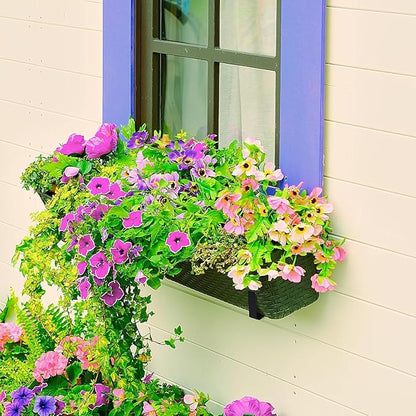 LukLoy Window Planter Box Brackets, 8 Pack Adjustable Heavy Duty Wall Mount Window Flower Boxes Outdoor with Bracket (6 to 12 in), with 70lbs Capacity, Black