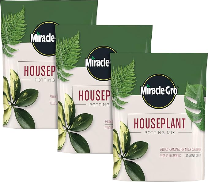 Miracle-GRO Houseplant Potting Mix, for Indoor Container Plants, Feeds for up to Six Months, 4 qt. (3-Pack)
