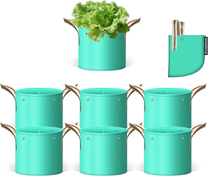7 Pcs 2 Gallon Potato Grow Bag, PE Garden pots Plant Grow Bag with Branch-Binding Holes and Drain holefor for Vegetables, Strawberries, Flowers