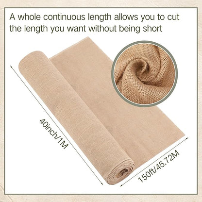 Tranqun 40" x150 Feet Burlap Cloth Fabric Roll Gardening Burlap Roll Long Tree Wrap Rolls Multipurpose Jute Fiber Material for Gardening Outdoor Trees Weddings Party Decor