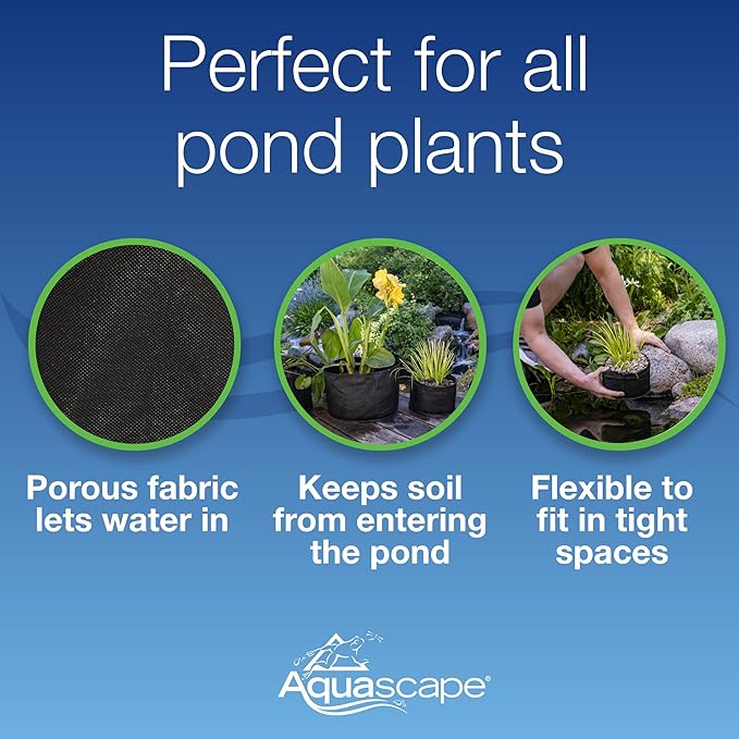 Aquascape Aquatic Plant Pots for Pond and Water Garden, 8-inch x 6-inch, Black, 2-Pack | 98502