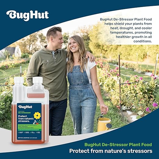 BugHut De-Stressor Plant Food - Natural Antioxidant for Healthy Growth and Protection - Liquid Antioxidant for Indoor and Outdoor Plants, Flowers, Vegetables - 16 fl oz, Makes 63 gallons