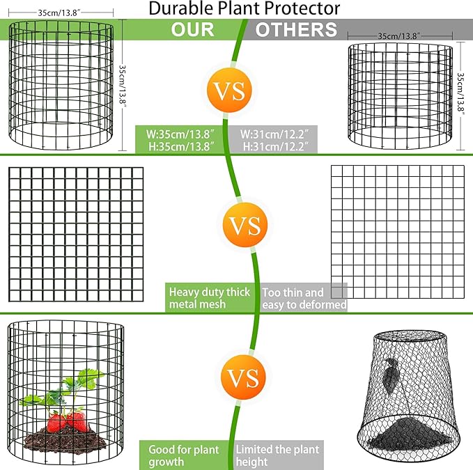 15Pcs Plant Protector from Animals: 5 Pack Metal Mesh Plant Cages to Keep Animals Out - Garden Protection Bunny Barricades from Chicken Squirrels Rabbits for Flowers Vegetables