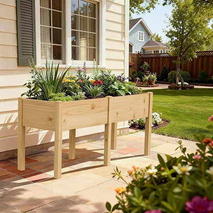DoCred Raised Garden Bed, 70.9" x 22.8" x 31.5" Large Elevated Wooden Horticulture Planter Box with Wood Legs Standing Growing Bed Planter for Gardening, Balcony, Backyard, Patio