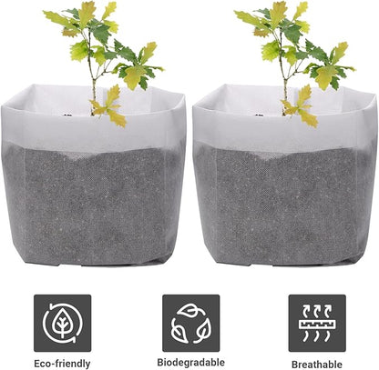 GREANER Plant Nursery Bags, 40 PCS 15.7""x14.2"" Garden Bags to Grow Vegetables, Non-Woven Biodegradable Plant Pots for Gardening Seed Plant Bag, Potato, Flower, Tomato Plant Starts, White