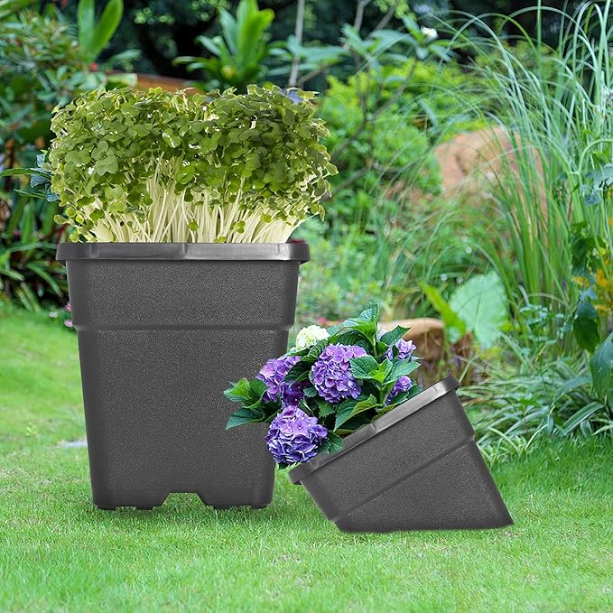 10 Pack Square Planter Nursery Pots 0.63 Gallon Pot for Plants, Square Black Grower Pot with Drainage Hole for Nursery Garden, Bulk Planter Flower Pots