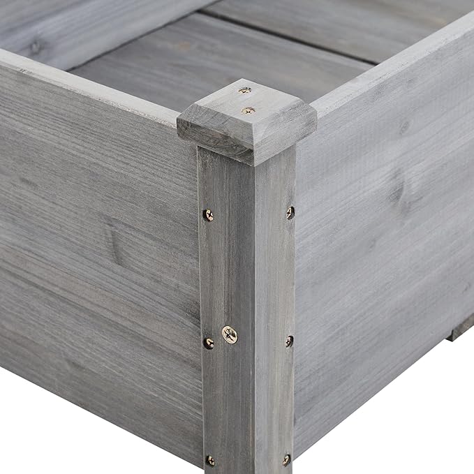 Topeakmart Elevated Planter Bed Outdoor, Wooden Raised Garden Bed, Rectangle Raised Bed with Stable Structure Wooden Garden Box Standing Planter for Garden/Patio/Backyard/Outdoor,2pcs