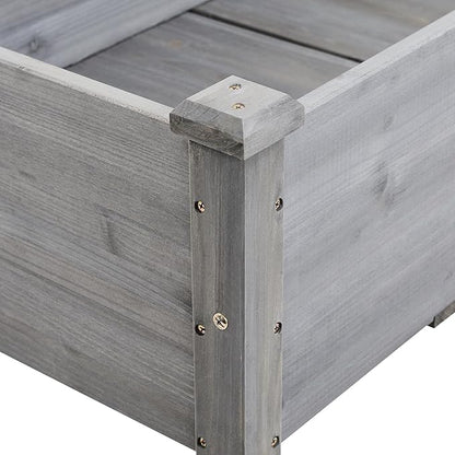 Topeakmart Elevated Planter Bed Outdoor, Wooden Raised Garden Bed, Rectangle Raised Bed with Stable Structure Wooden Garden Box Standing Planter for Garden/Patio/Backyard/Outdoor,2pcs