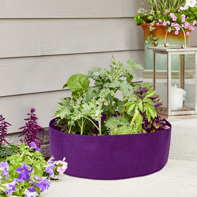 Round Raised Garden Bed, Plant Grow Bag Bed Felt Fabric Planting Planter Purple Planter, Veg Pot for Herb Flower Vegetable Plants XC771A61-9278-1752351061 15Gallon
