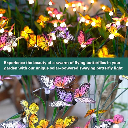 TONULAX Solar Garden Lights - Swaying Butterfly Light, Swaying in The Wind, Solar Outdoor Lights, Yard Patio Pathway Decoration, High Flexibility Iron Wire & Realistic Butterflies(4 Pack)